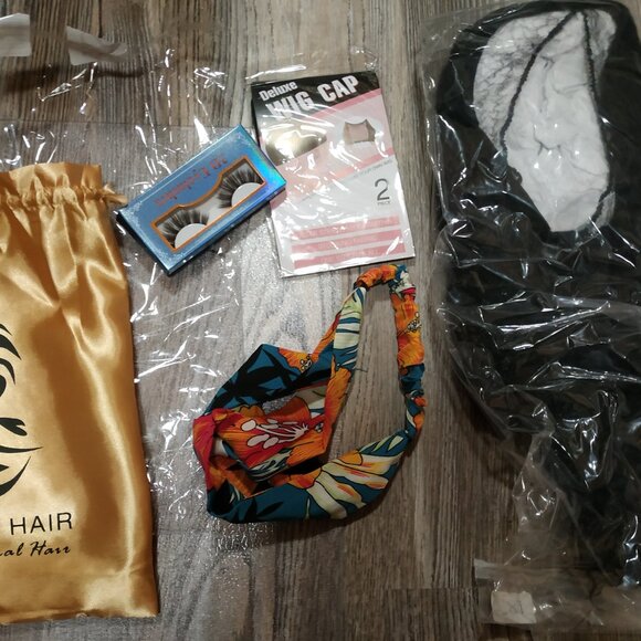 Human Hair with Seamless Flip-Over Drawstring Half Wig, 18" Natural Black - Picture 7 of 10